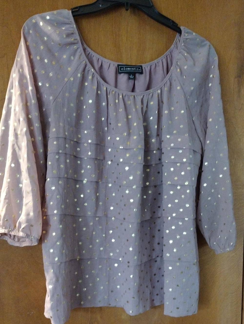 Elementz Mauve Layered Blouse with Gold Dot Accents